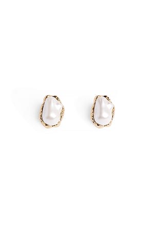 Gold Big Pearl Earrings