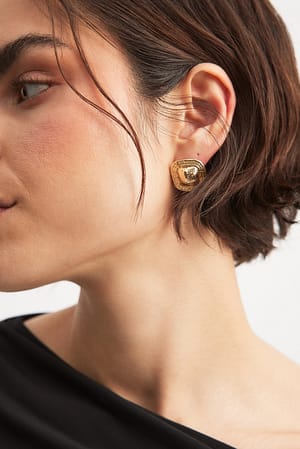 Gold Square Blob Earrings