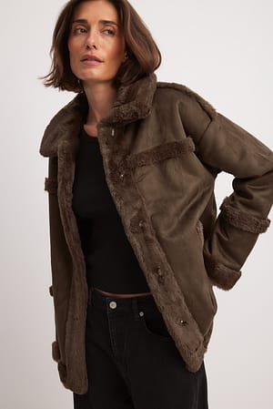 Coffee Bonded Aviator Jacket