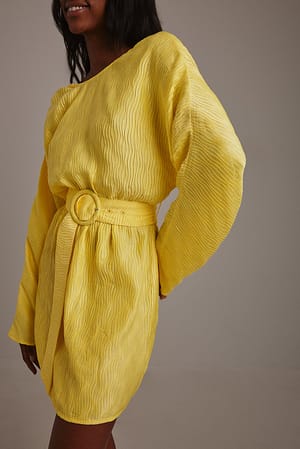 Yellow Buckle Belt Mini Dress