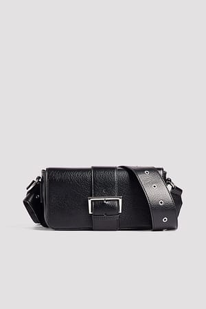 Black Buckle Detail Crossbody Bag