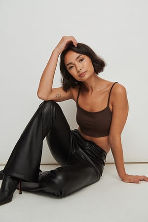 Chocolate Cropped Thin Strap Singlet