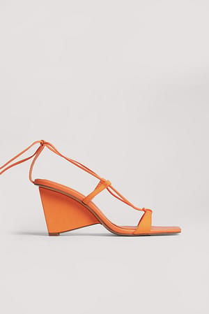 Orange Canvas Wedge Heels