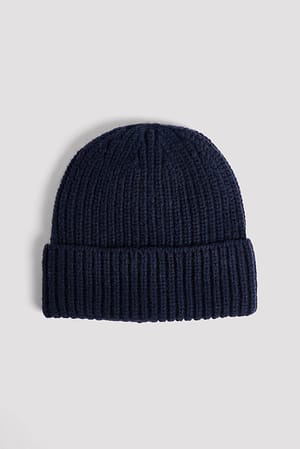 Navy Chunky Knitted Soft Beanie