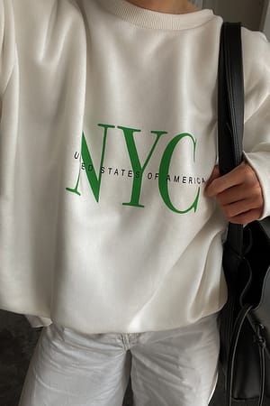 White/green City Print Sweatshirt