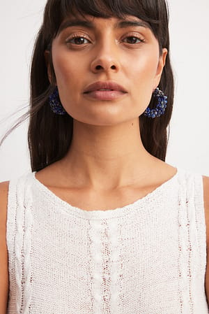 Blue Colored Small Stone Hoops