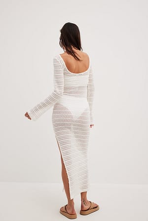 Offwhite Crochet Structured Maxi Dress