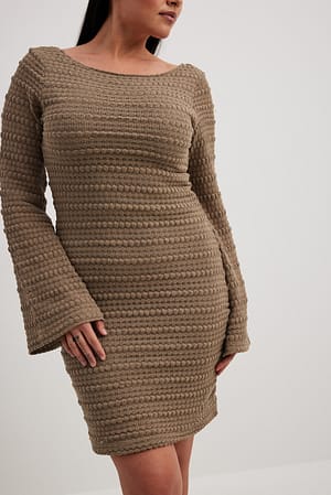 Brown Crochet Structured Mini Dress