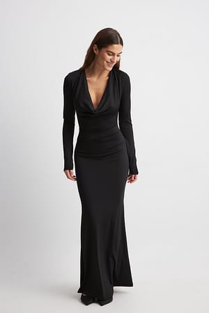 Black Draped Maxi Dress