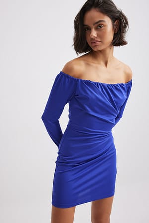 Blue Draped Mini Dress