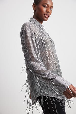 Silver Fringe Sequin Shirt