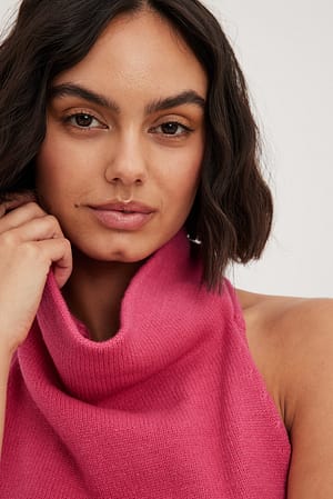 Pink Fine Knitted Halterneck Top