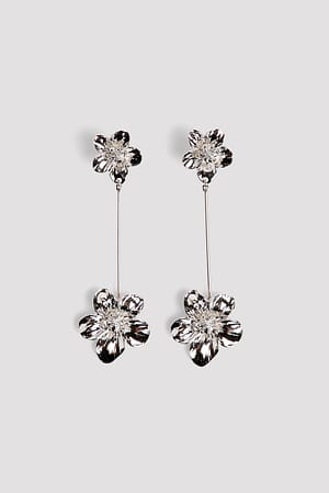 Silver Flower Dangle Earrings