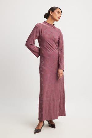 Purple Flowy Patterned Maxi Dress