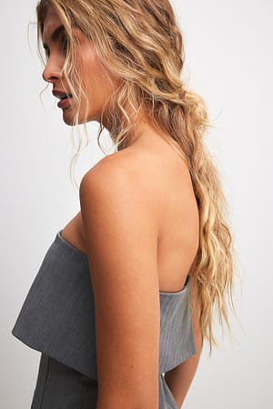 Grey Folded Tailored Bandeau Top