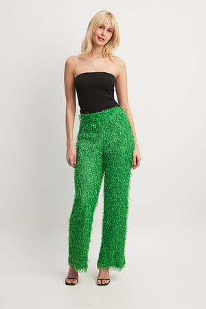 Green Fringed Suit Pants