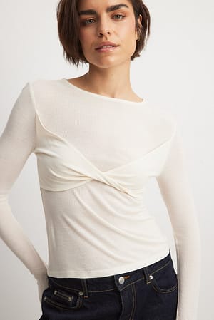 Offwhite Front Twist Rib Top