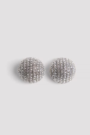 Silver Glitter Stone Earrings