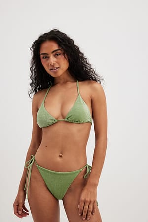 Green Glitter Tie Detail Bikini Panty