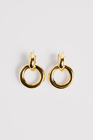 Gold Boucles d'oreilles à deux anneaux en plaqué or