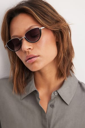 Silver Half Framed Slim Sunglasses