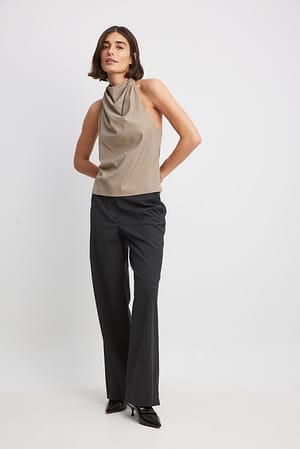 Halterneck Draped Top Outfit.