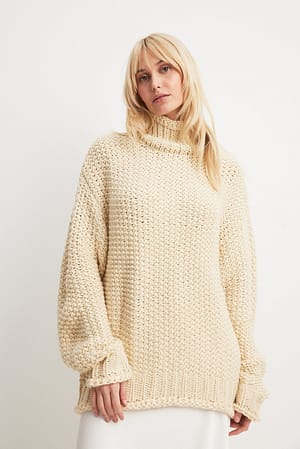 Light Sand Heavy Knitted Oversized Sweater
