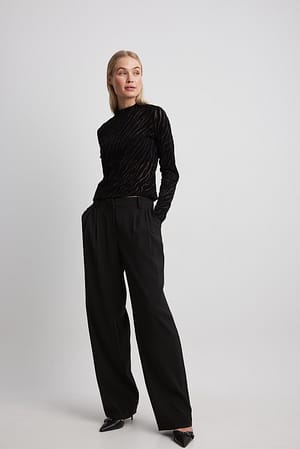 High Neck Burn Out Velvet Top Outfit