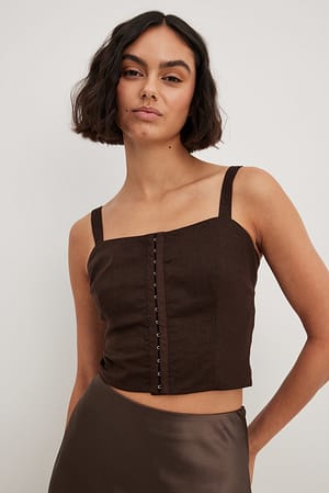 Brown Hook and Eye Front Corset