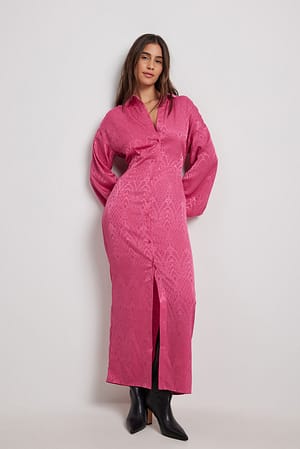 Pink Robe mi-longue à jacquard