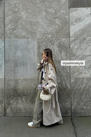 Feather grey Oversized Trench Coat