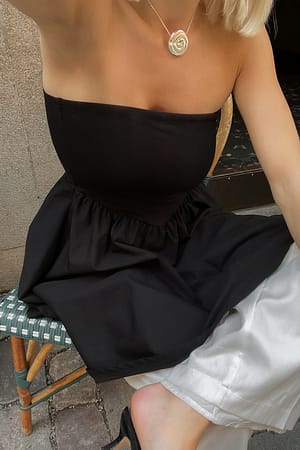 Black Jersey Poplin Mini Dress