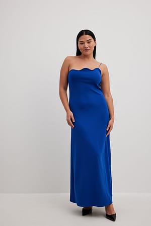 Blue Jersey Sleeveless Maxi Dress