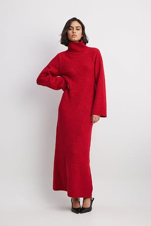 Red Knitted Maxi Dress