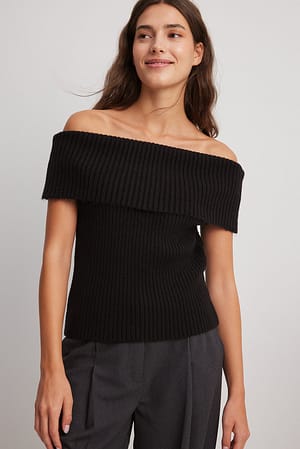 Black Knitted Multi Style Top