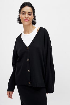 Black Knitted Oversized Cardigan