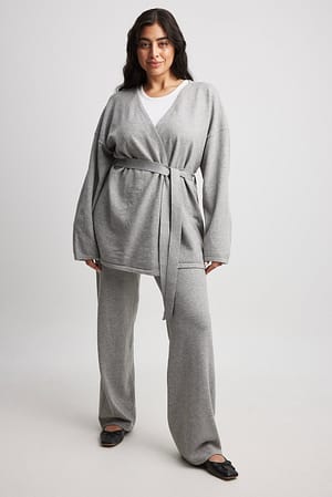 Grey Knitted Wide Trousers