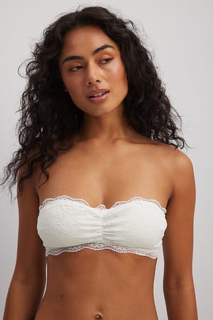 Offwhite Lace Bandeau Top