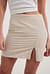 Linen Mix Slit Detail Mini Skirt