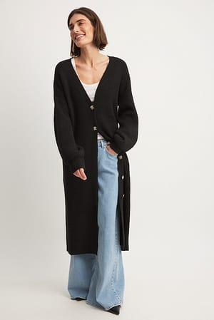 Black Long Knitted Cardigan