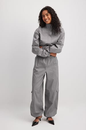 Grey Loose Fit Cargo Trousers
