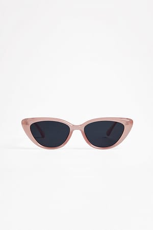 Milky Pink Metal Detailed Cateye Sunglasses