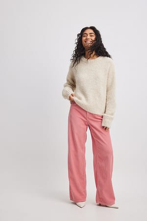 Pink Mid Waist Manchester Trousers