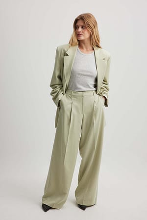 Sand Mid Waisted Pleat Suit Trousers