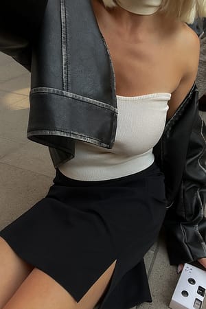 Black Mini jupe fendue recyclée