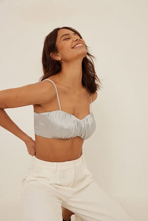 Silver Gathered Front Cropped Top