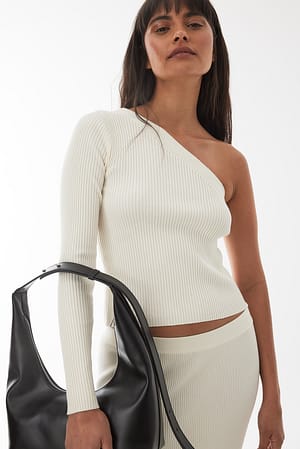 Off White Knitted One Shoulder Top