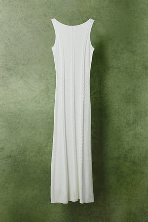 White Knitted Maxi Cable Dress