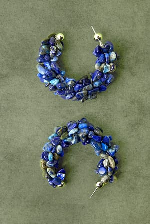 Blue Créoles avec petites pierres colorées