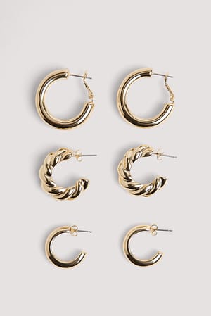 Gold 3-Pack Mixed Size Hoops